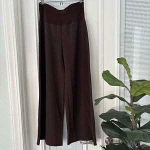 Tempted Brown Stretch Waist Wide Leg Pants Sz L